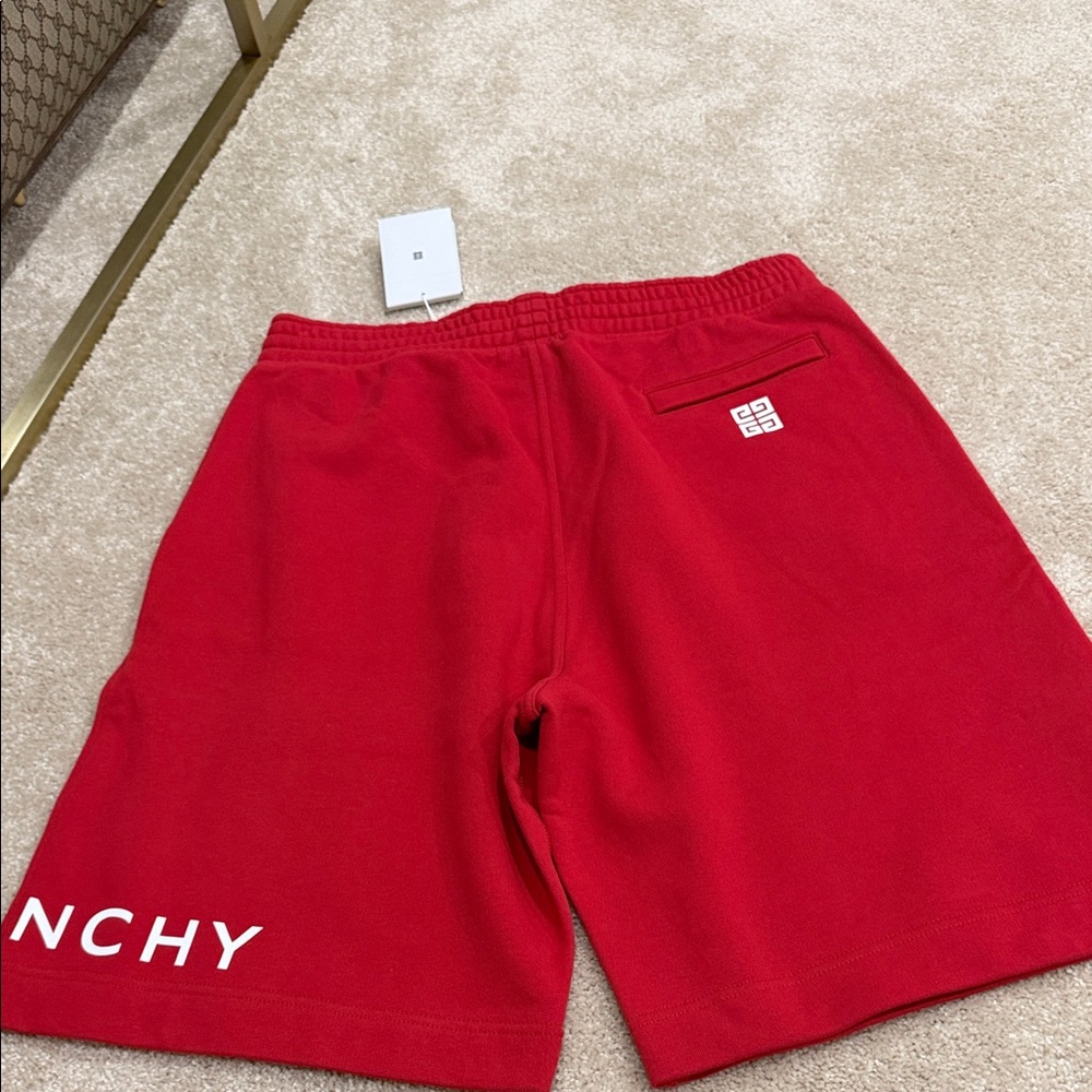 Givenchy Bold Red Logo Sweat Shorts